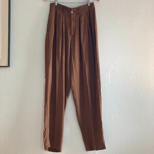 MAURICE SASSON 100% Silk Pants Women's 8 Vintage Trousers Pleated